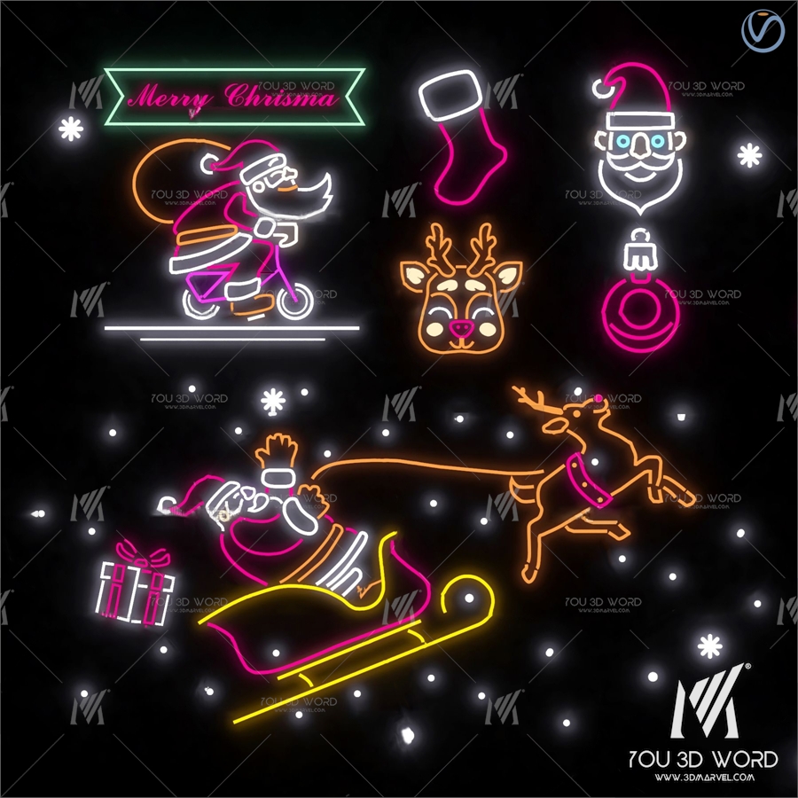 Modern Christmas Neon 3d model
